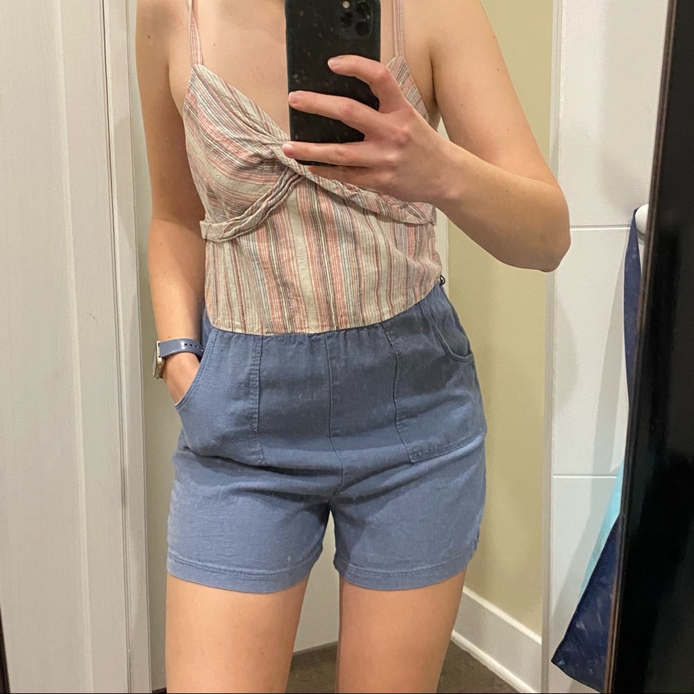 Anthropologie (Lilka brand) size 2 romper with chambray bottoms and striped tank